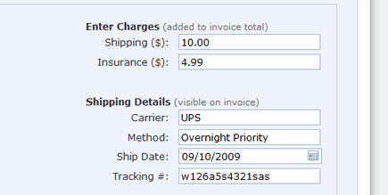 Track Shipping Charges and Related Information