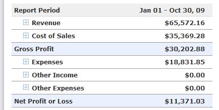 Profit and Loss Widget